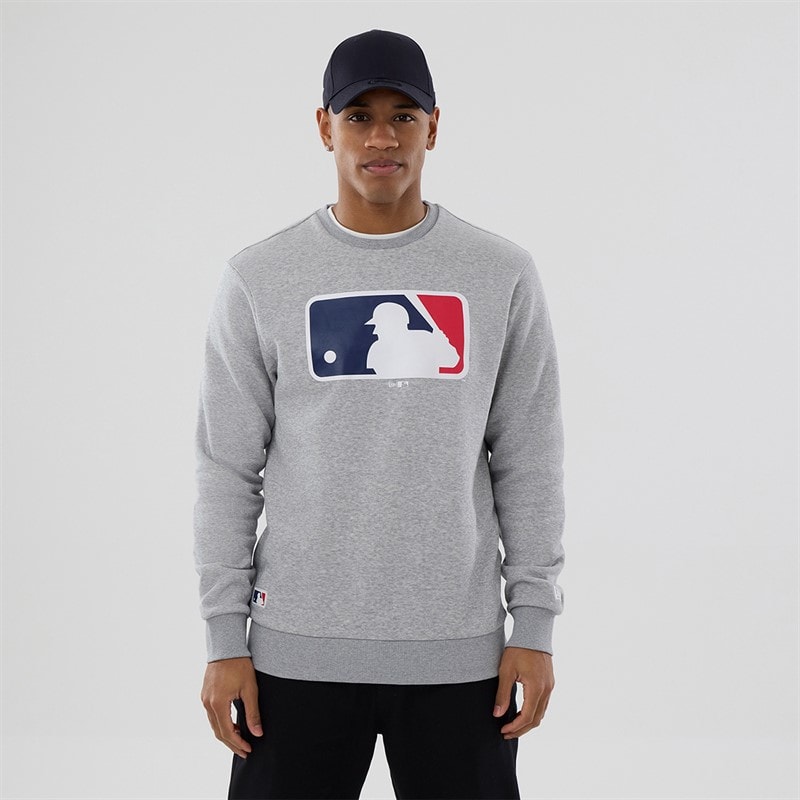 New Era Mens Sweatshirt Heather Grey/White