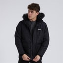 Mens Tillor Fur Trim Hooded Padded Parka Black
