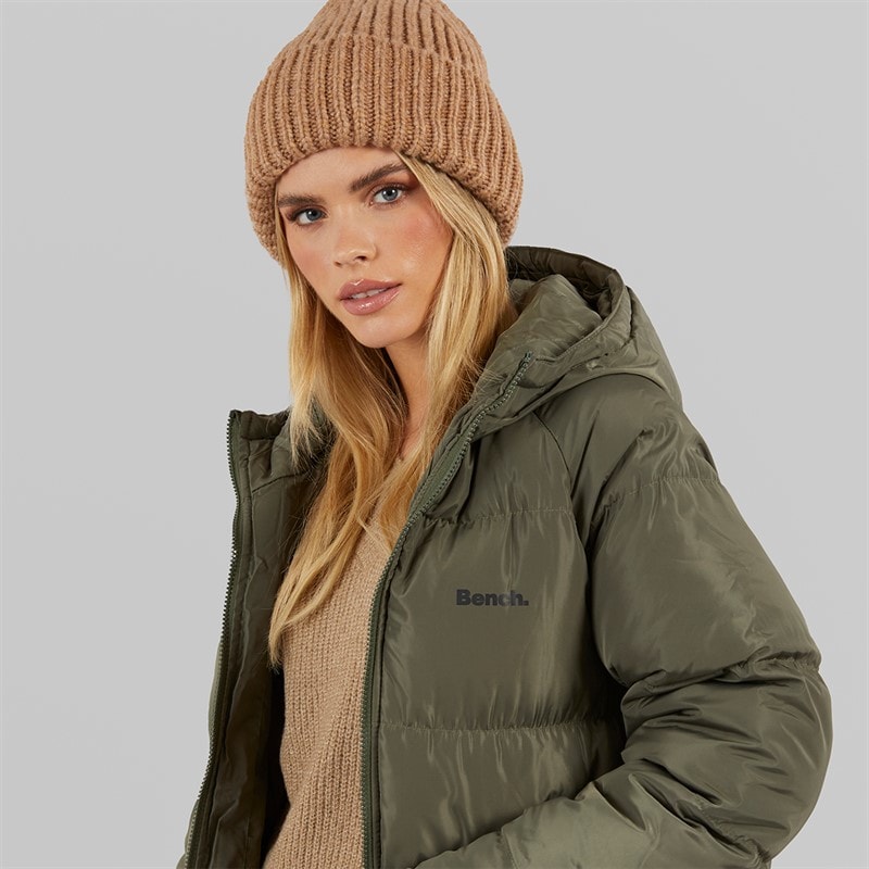 Womens Ryelle Maxi Length Puffer Coat Khaki - Image 3
