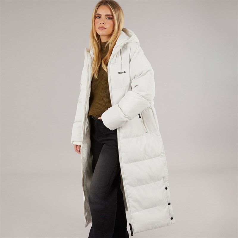 Bench Womens Ryelle Maxi Length Puffer Coat Winter White
