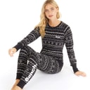 Womens Soffi Loungewear Set Black Fairisle