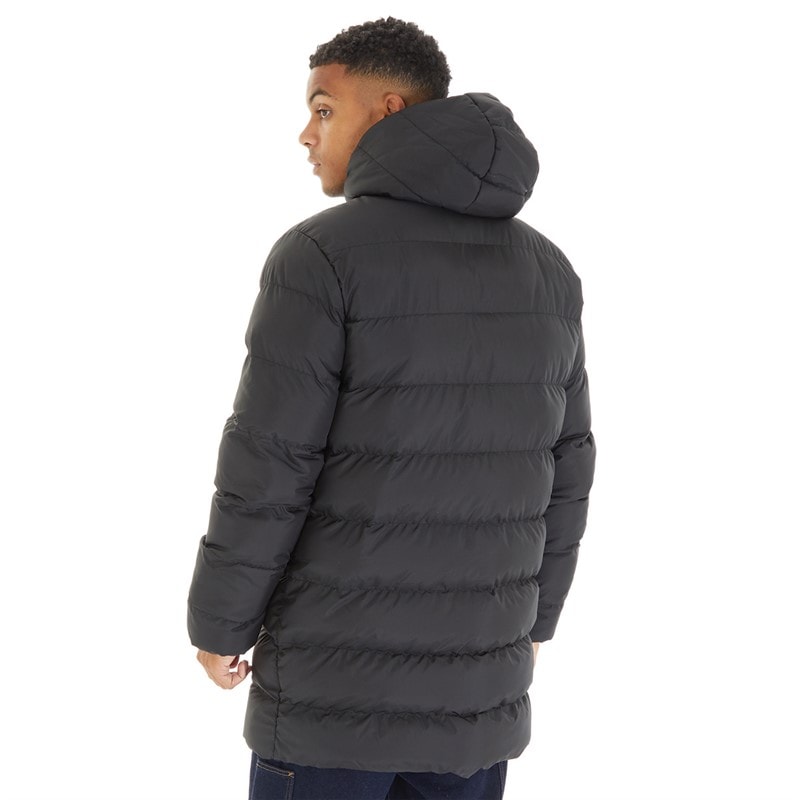 Mens Armann Long Hooded Padded Jacket Black - Image 2