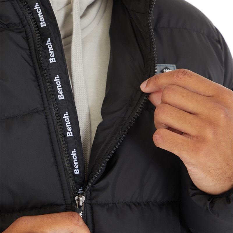 Mens Armann Long Hooded Padded Jacket Black - Image 3