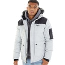 Mens Tillor Fur Trim Hooded Padded Parka Frost Grey