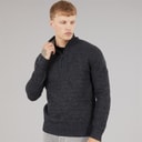 Mens Palacio 1/4 Zip Funnel Neck Jumper Dark Grey Marl