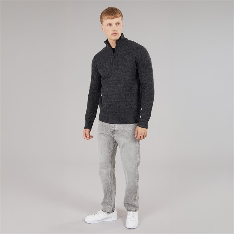 Mens Palacio 1/4 Zip Funnel Neck Jumper Dark Grey Marl - Image 4