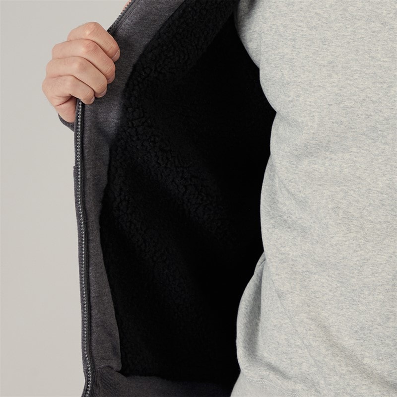 Mens Baraz Borg Lined Hoodie Dark Grey Marl - Image 5