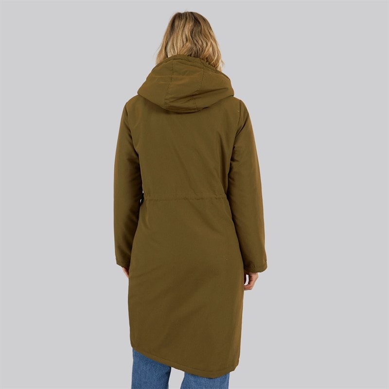 Womens Sari Longline Parka Dark Olive - Image 2