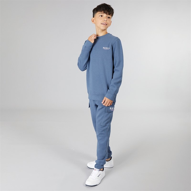 Boys Nowil Sweatshirt And Cargo Joggers Tracksuit Vintage Indigo - Image 4