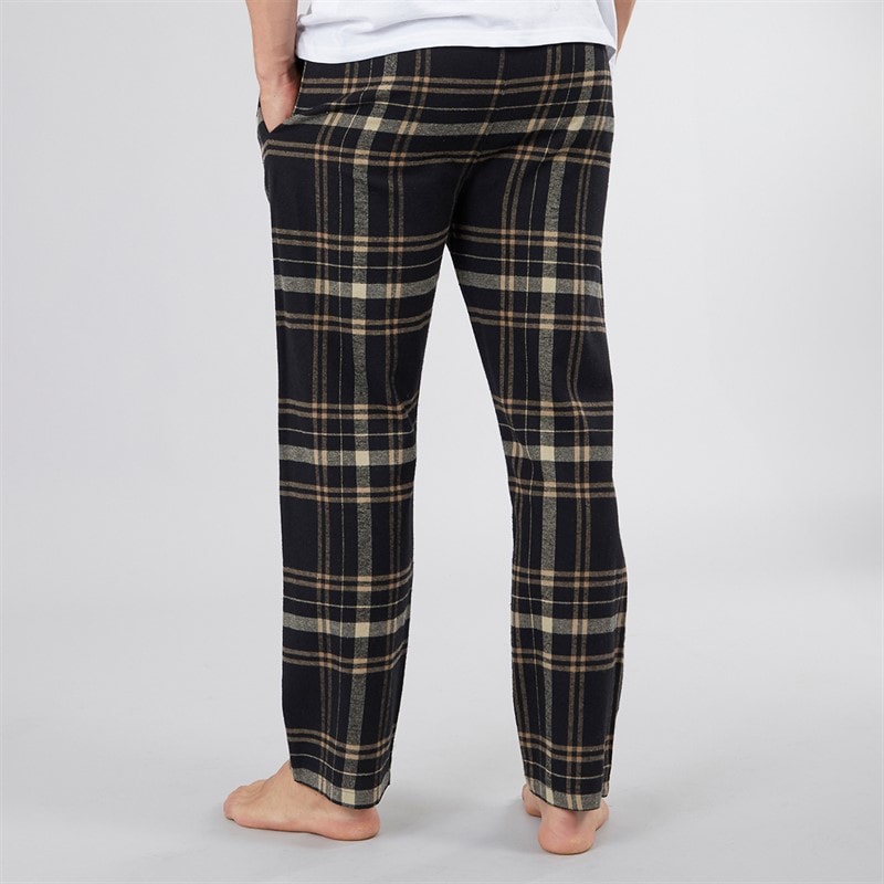 Mens Kaplan Flannel Check Lounge Pants Black/Taupe/Stone/Stone Grey Check - Image 2