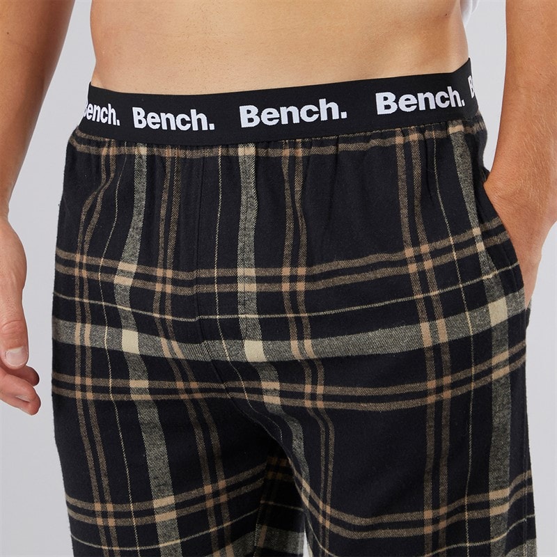 Mens Kaplan Flannel Check Lounge Pants Black/Taupe/Stone/Stone Grey Check - Image 3