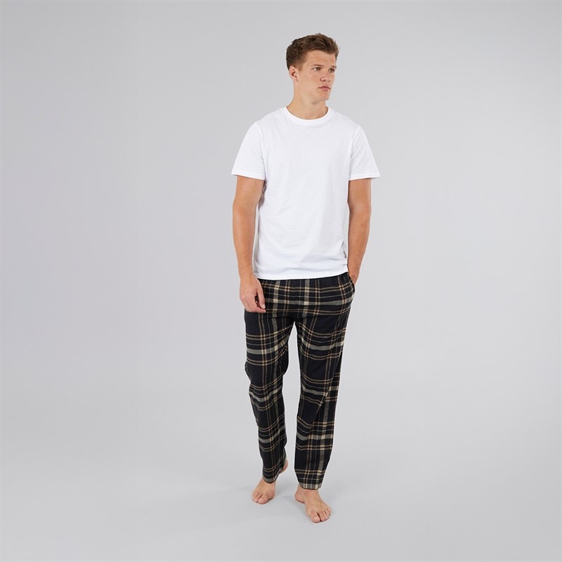 Mens Kaplan Flannel Check Lounge Pants Black/Taupe/Stone/Stone Grey Check - Image 4