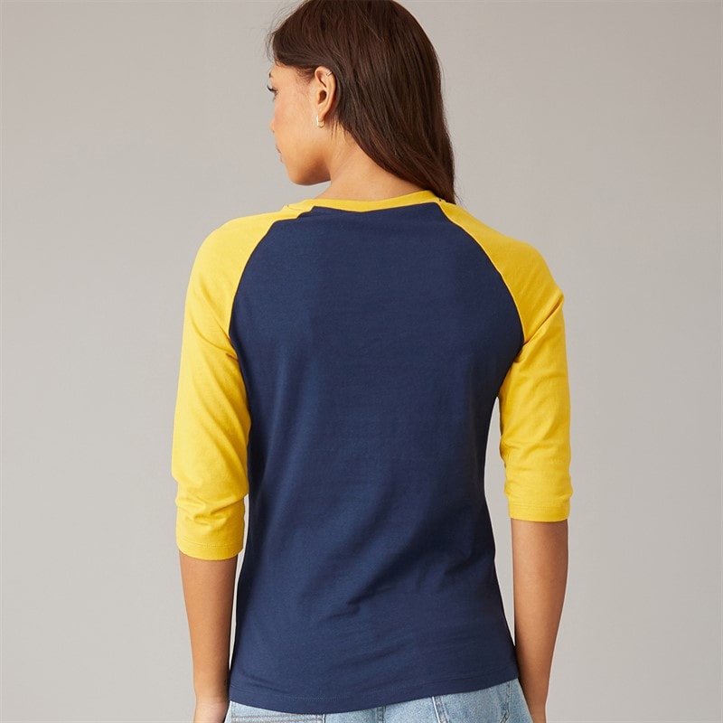 Womens Morr 3/4 Sleeve T-Shirt Navy/Mustard - Image 2