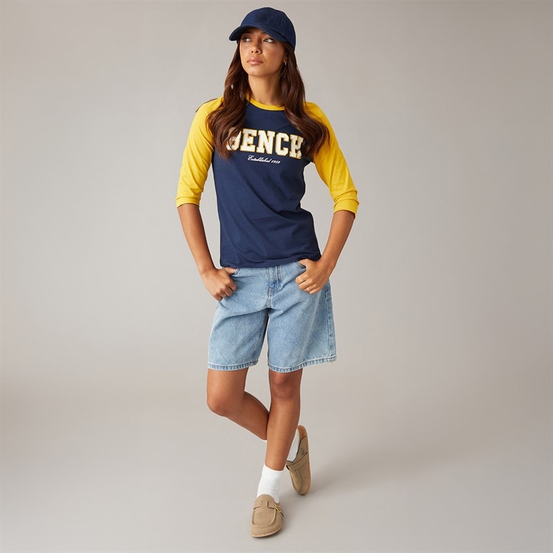 Womens Morr 3/4 Sleeve T-Shirt Navy/Mustard - Image 3
