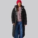 Womens Eventhe Long Length Puffer Coat Black