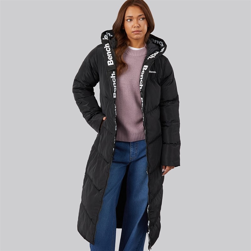 Womens Eventhe Long Length Puffer Coat Black - Image 3