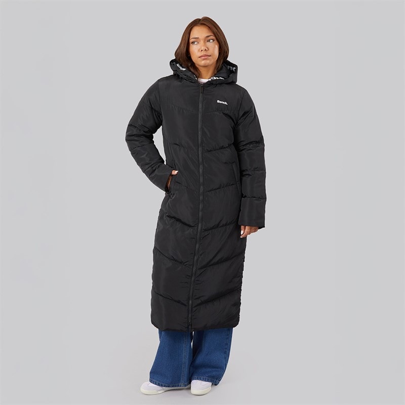 Womens Eventhe Long Length Puffer Coat Black - Image 4