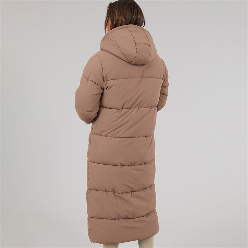Womens Cinder Long Length Puffer Coat Light Brown - Image 2