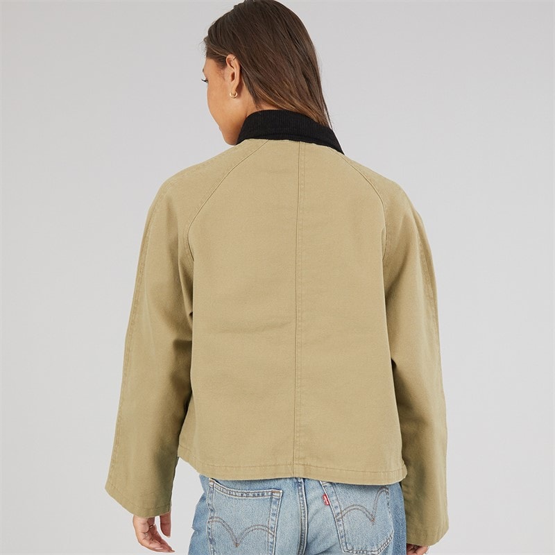 Womens Tayah Cropped Length Utility Coat Beige - Image 2