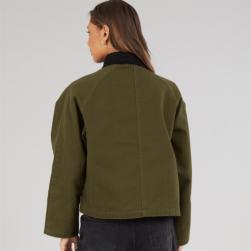 Womens Tayah Cropped Length Utility Coat Dark Olive - Image 2