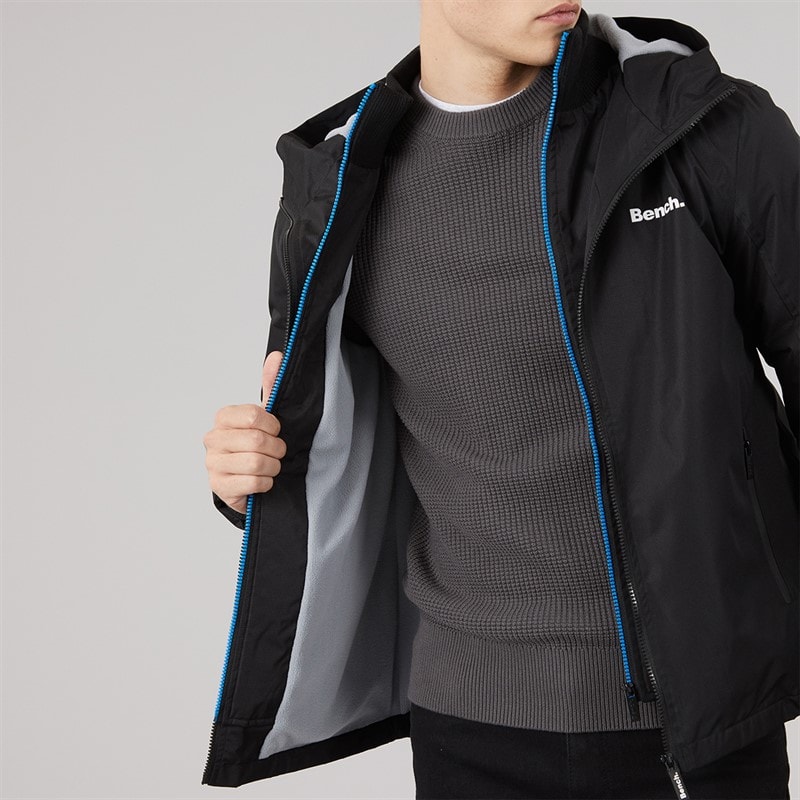 Mens Hawn Hooded Coat Black - Image 3
