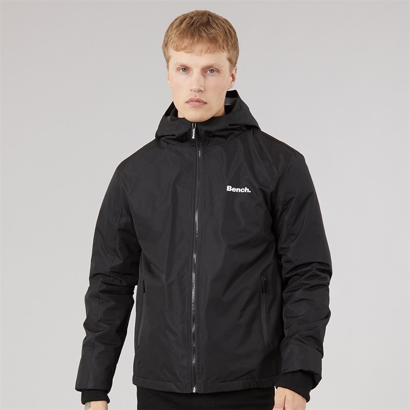 Mens Hawn Hooded Coat Black - Image 5