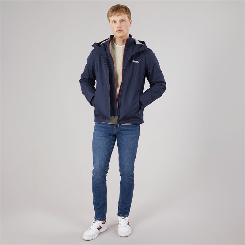 Mens Hawn Hooded Coat Navy - Image 4