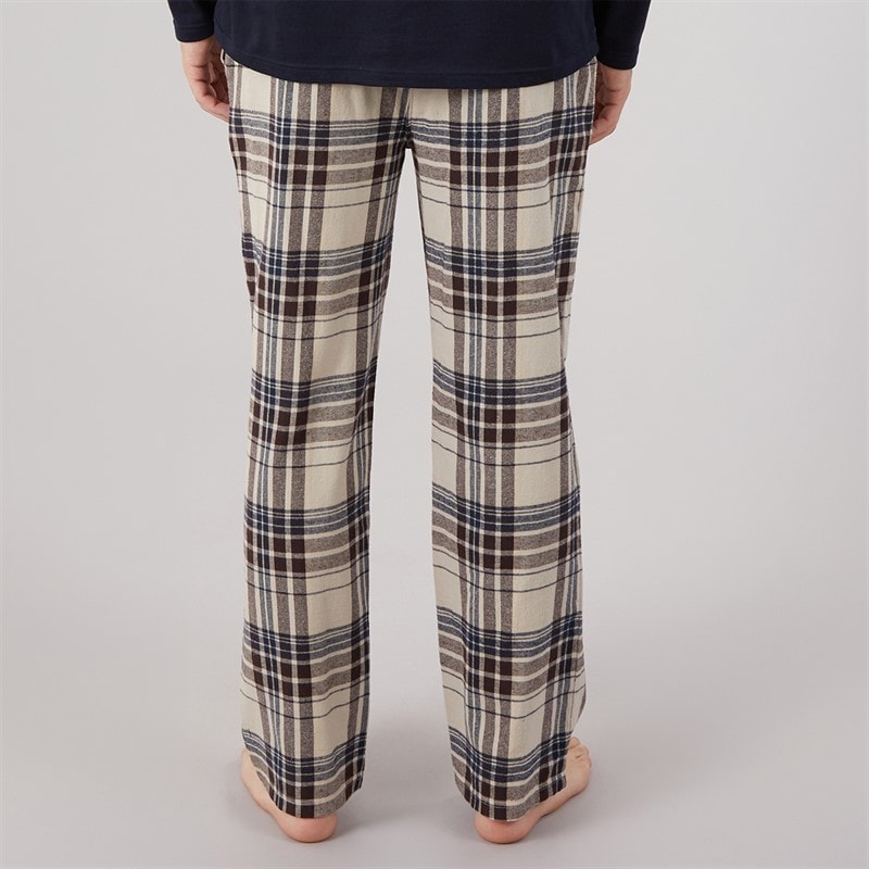 Mens Flannel Check Lounge Pants Stone Grey/Navy/Stone/Ground Coffee - Image 2