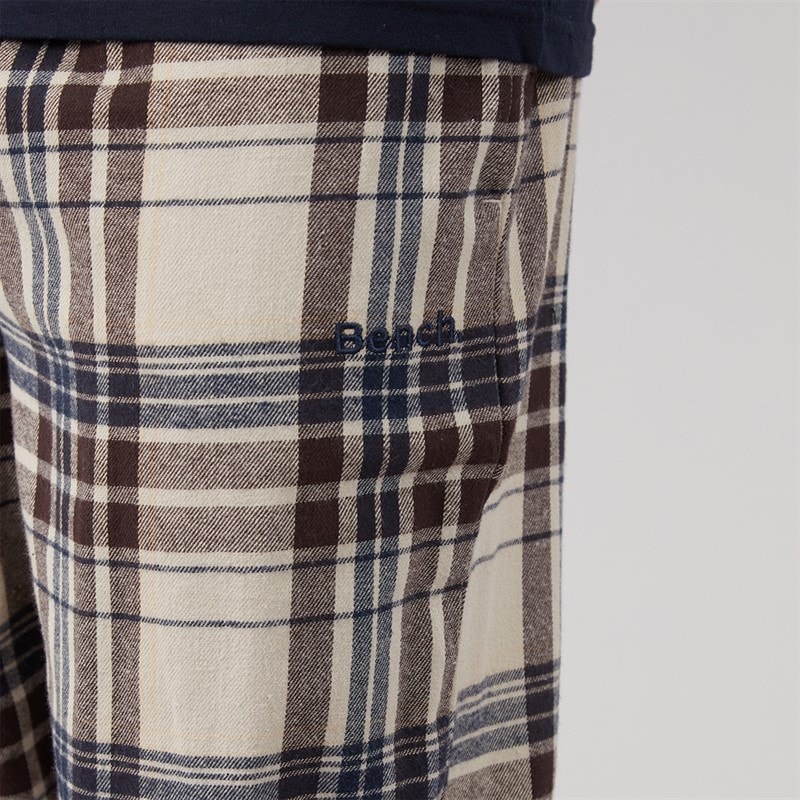 Mens Flannel Check Lounge Pants Stone Grey/Navy/Stone/Ground Coffee - Image 3