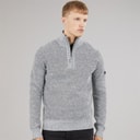 Mens Palacio 1/4 Zip Funnel Neck Jumper Light Grey Marl