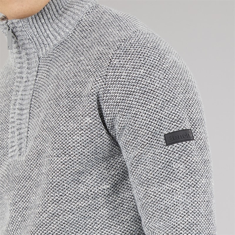 Mens Palacio 1/4 Zip Funnel Neck Jumper Light Grey Marl - Image 5