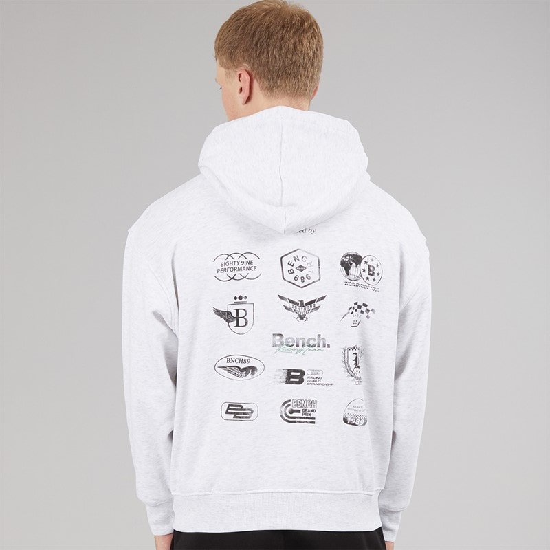 Mens Buxian Oversized Hoodie Light Grey Marl - Image 3