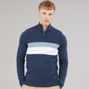 Mens Zabian 1/4 Zip Funnel Neck Knit Jumper Navy