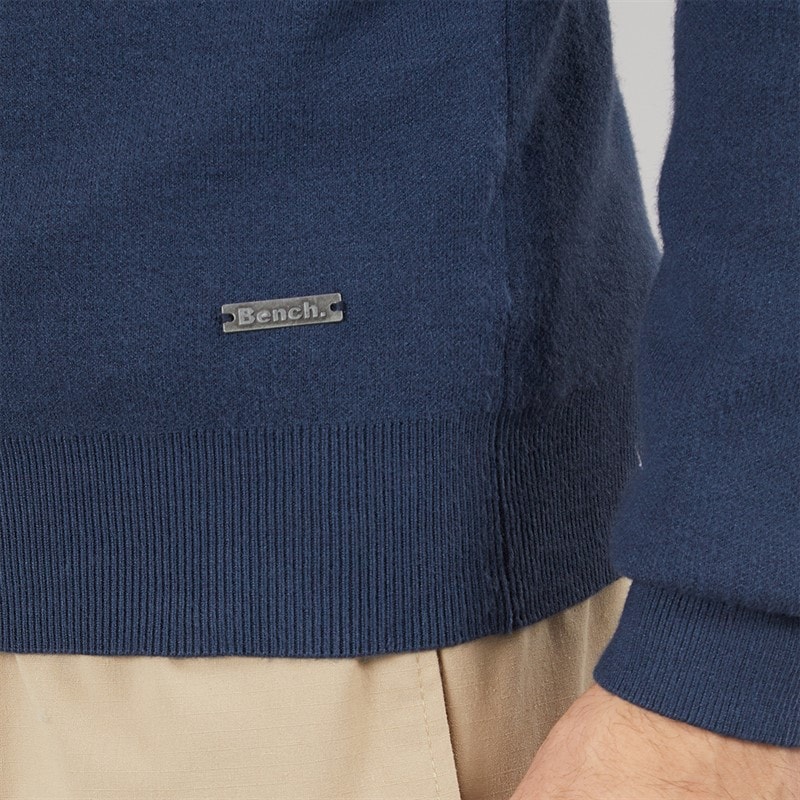 Mens Zabian 1/4 Zip Funnel Neck Knit Jumper Navy - Image 5