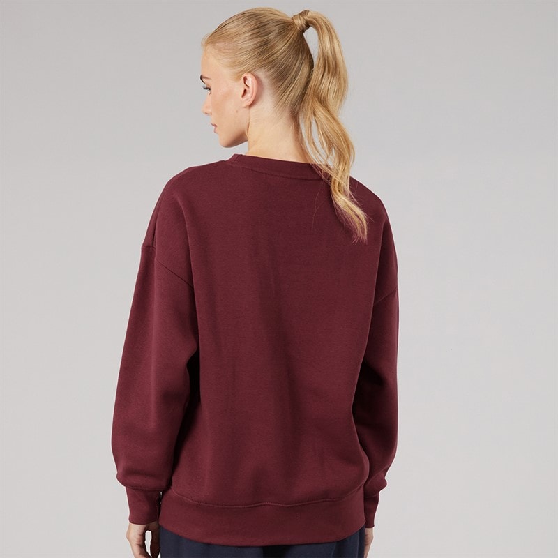 Womens Urna Oversized Crew Sweat With Crest Graphic Cordovan - Image 2