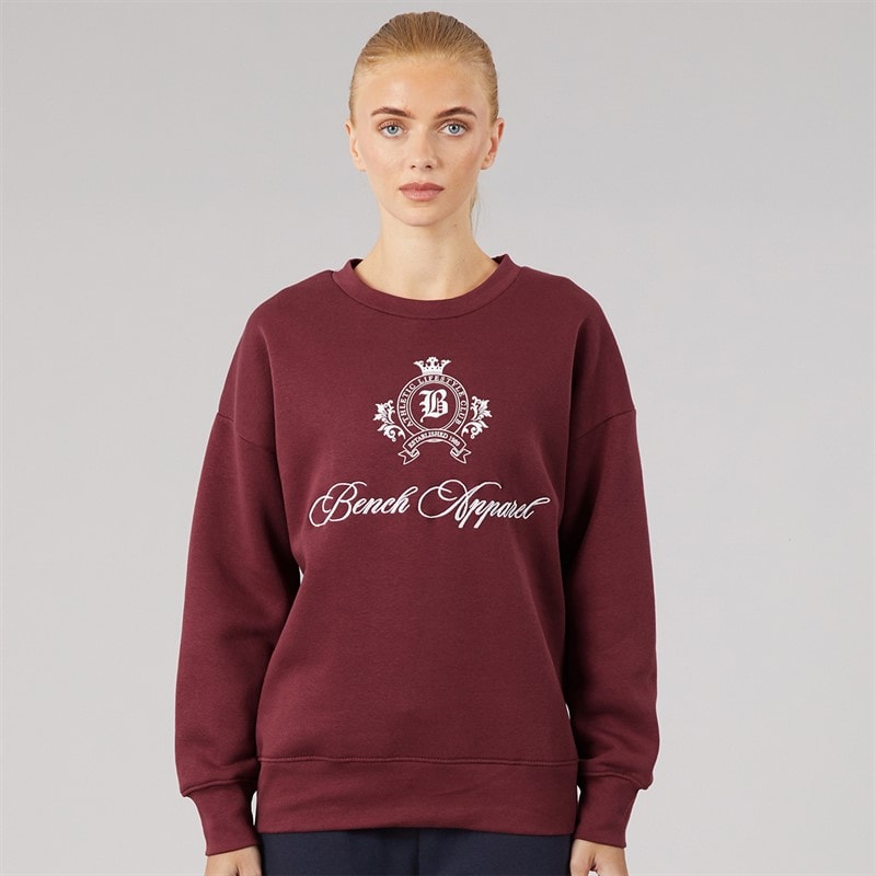 Womens Urna Oversized Crew Sweat With Crest Graphic Cordovan - Image 3