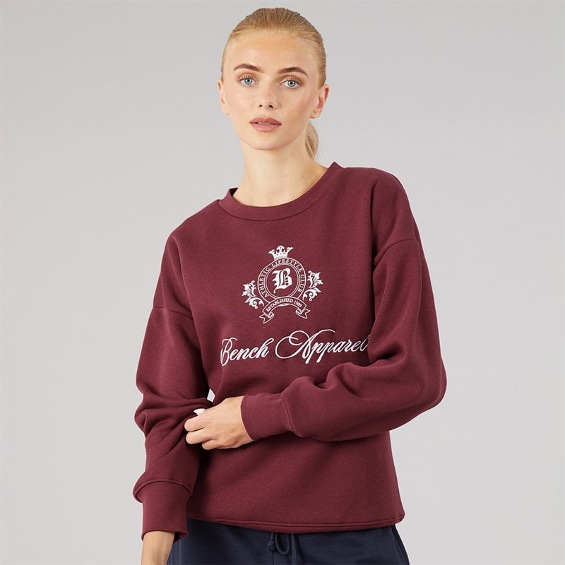 Womens Urna Oversized Crew Sweat With Crest Graphic Cordovan - Image 5