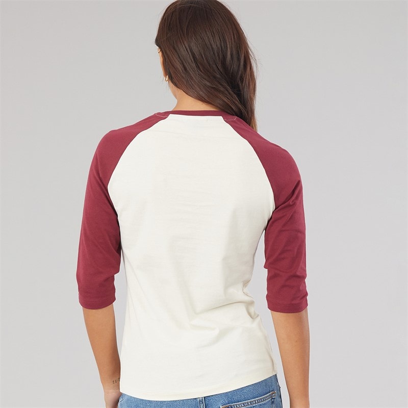 Womens Diah 3/4 Sleeve T-Shirt With Crest Graphic Winter White/Cordovan - Image 2