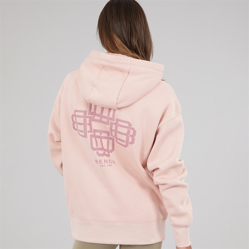 Womens Rietta Oversized Hoodie With Graphic Light Dusky Pink - Image 3