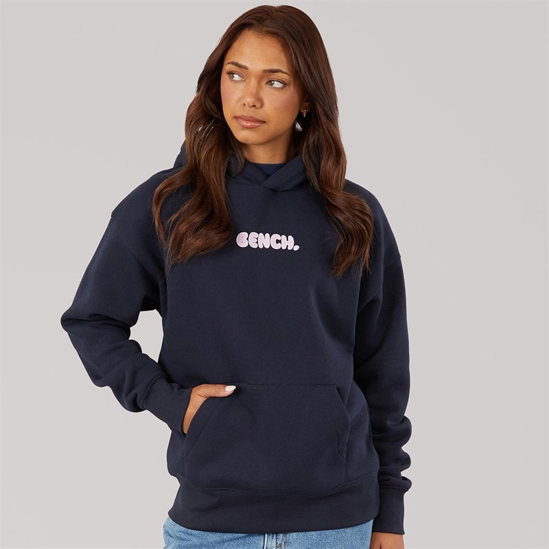 Womens Fessa Oversized Hoodie With Graphic Print Navy - Image 2
