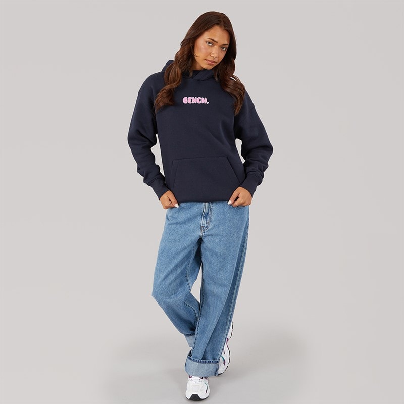 Womens Fessa Oversized Hoodie With Graphic Print Navy - Image 4