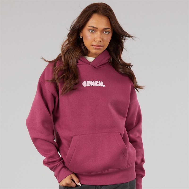 Womens Fessa Oversized Hoodie With Graphic Print Berry - Image 2