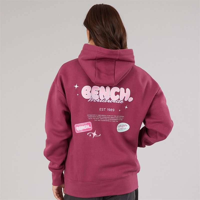 Womens Fessa Oversized Hoodie With Graphic Print Berry - Image 3