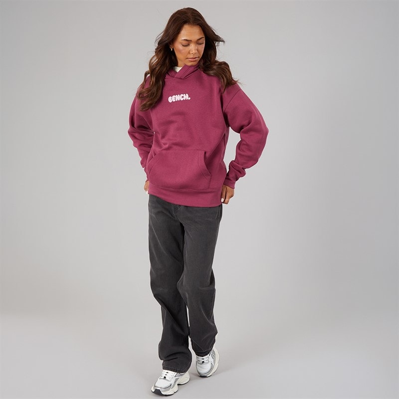 Womens Fessa Oversized Hoodie With Graphic Print Berry - Image 4