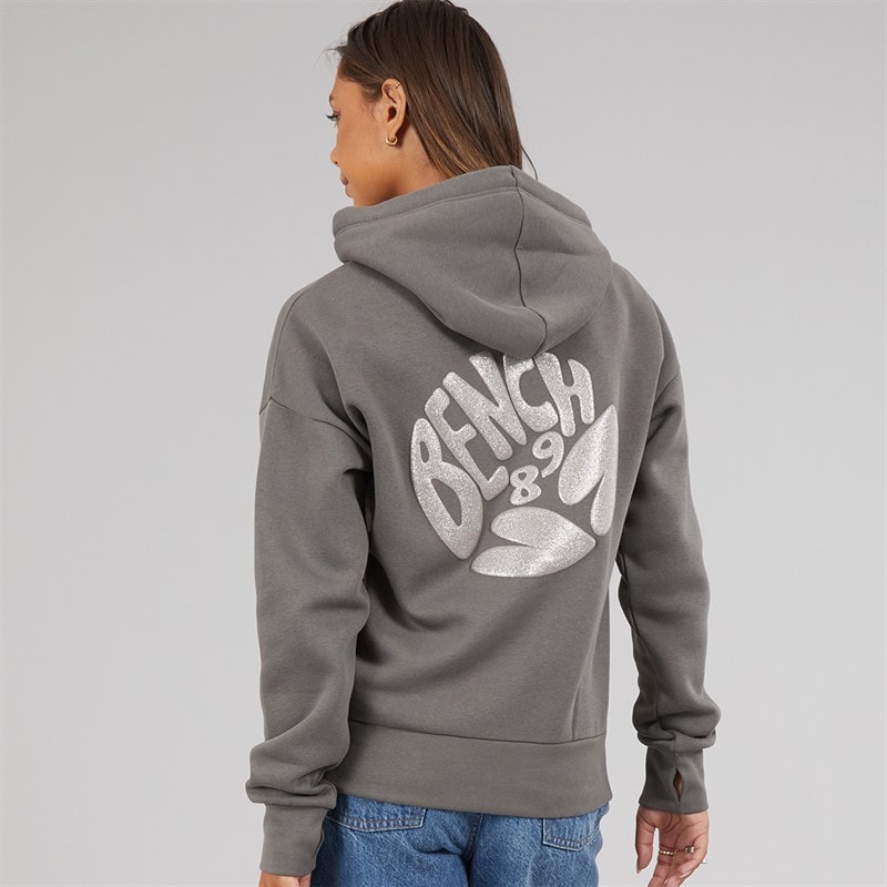 Womens Dess Hoodie With Glitter Graphic Charcoal - Image 2