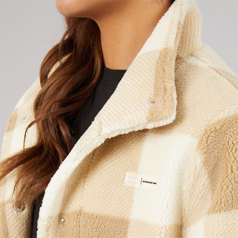 Womens Kess Funnel Neck Borg Chalk - Image 5