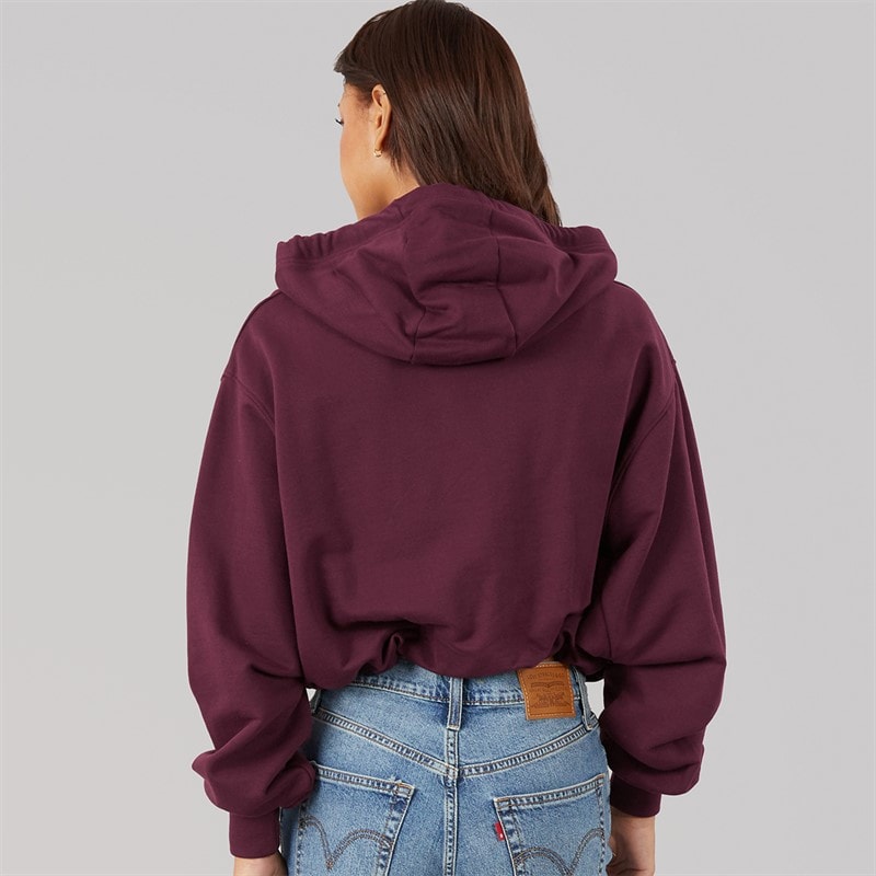 Womens Poppi Puff Sleeve Zip Thru Hoodie Cherry Lacquer - Image 2