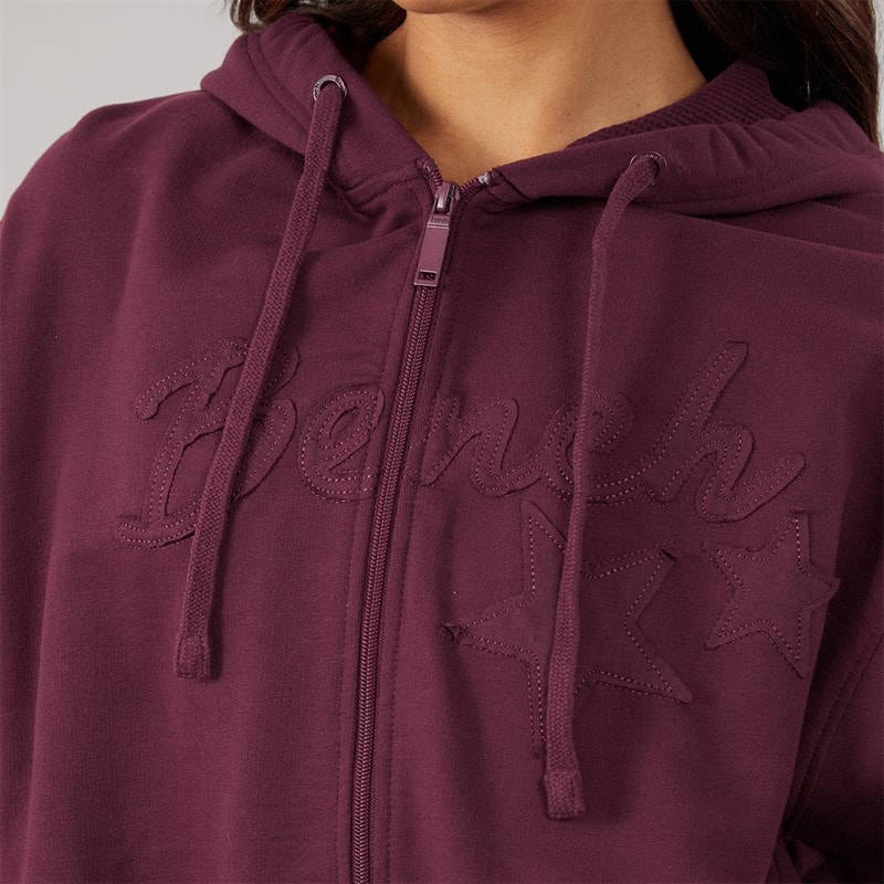 Womens Poppi Puff Sleeve Zip Thru Hoodie Cherry Lacquer - Image 5