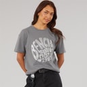 Womens Jana Boxy T-Shirt With Glitter Graphic Charcoal