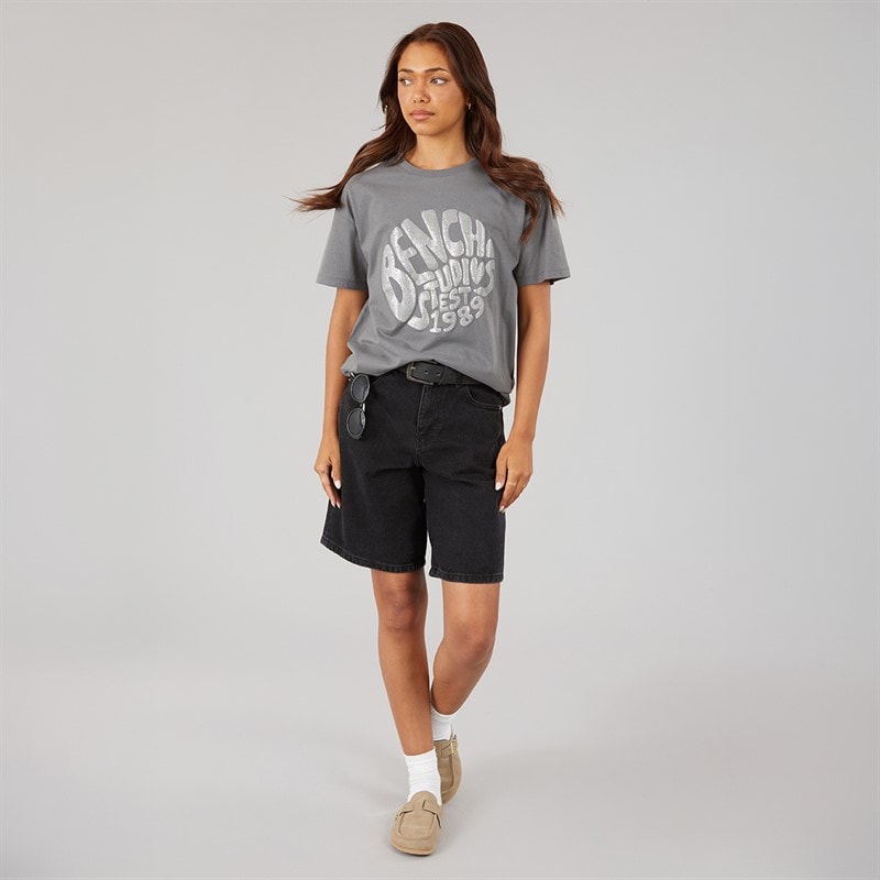 Womens Jana Boxy T-Shirt With Glitter Graphic Charcoal - Image 4